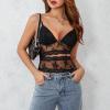Mxiqqpltky Lace Patchwork Cami Top for Women Spaghetti Strap Halter Tie-up Backless Slim Fit Going Out Crop Top Lace Tank Top (F-Black, S) view 3