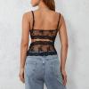 Mxiqqpltky Lace Patchwork Cami Top for Women Spaghetti Strap Halter Tie-up Backless Slim Fit Going Out Crop Top Lace Tank Top (F-Black, S) view 4