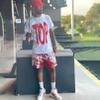 BOOMLEMON Mens Mesh Graphic Print Shorts Casual Fashion Cool Shorts Retro Active Gym Streetwear Short Pants(Ink Painting Red S) view 4