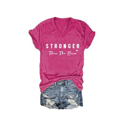 MOGUI Stronger Than The Storm Hoodie Women Stronger Than The Storm Long Sleeve Tee Shirt Fun Positive Gift Tee Shirt, Medium, Pink