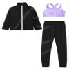 Freebily Kids Girls Rhinestones Figure Ice Skating Jacket Coat Dance Crop Tops with Leggings Set Competition Costume Lavender 10 Years view 3