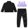 Freebily Kids Girls Rhinestones Figure Ice Skating Jacket Coat Dance Crop Tops with Leggings Set Competition Costume Lavender 10 Years view 4