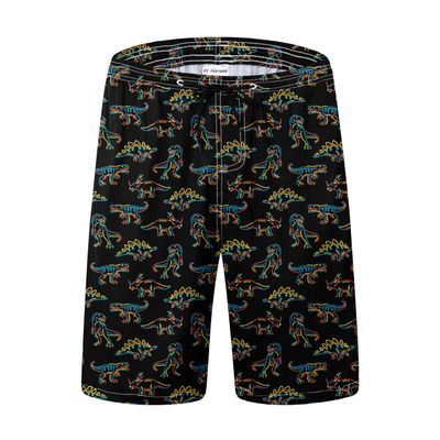 FT FENTENG Mens Swim Trunks for Men, Retro Neon Dinosaur Mens Board Shorts Swimwear Bathing Suit with Mesh Lining, Funny Hawaii Quick Dry Beach Shorts for Men Swimming Trunks, Large