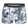 MELPHI Grey And White Lily Floral Printed Men'S Flat Angle Underwear With A Spacecraft Design, Breathable And Lightweight view 1