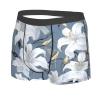 MELPHI Grey And White Lily Floral Printed Men'S Flat Angle Underwear With A Spacecraft Design, Breathable And Lightweight view 2