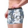 MELPHI Grey And White Lily Floral Printed Men'S Flat Angle Underwear With A Spacecraft Design, Breathable And Lightweight view 4