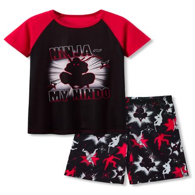 Beezizac Pajamas For Big Boys Red Ninja Short Sleeve 2-Piece PJ Set Children Soft Sleepwear Size 12