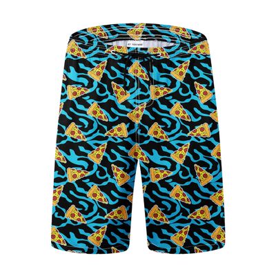 FT FENTENG Mens Swim Trunks, 80s Leopard Pizza Board Shorts Swimwear Bathing Suit with Mesh Lining, Funny Hawaii Quick Dry Beach Shorts for Swimming, XX-Large