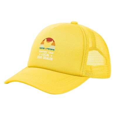 KLIUXBF Support Local Egg Dealers Mesh Hat Adjustable Baseball Cap Fashion Trucker Hat for Men Women Yellow