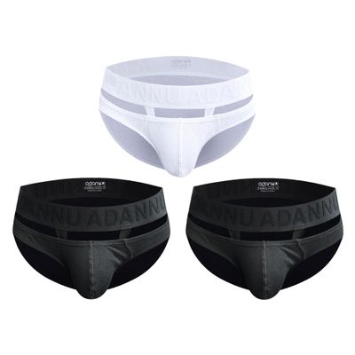 snooya Men's Tagless Comfort Dyed Bikini,3 Pack G-String Briefs Bulge Pouch Underwear,Two Black and White,M