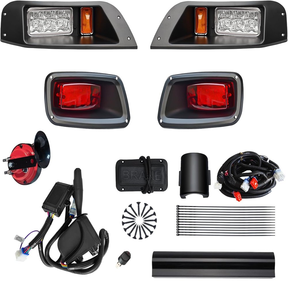 Orle Oko Golf Cart Deluxe Light Kit for EZGO TXT,12V Street Legal Golf Cart Upgrade Headlights Taillights Kit for EZGO TXT Led Light 1996-2013 with Turn Signals Hazard Light Switch Horn Brake Pad