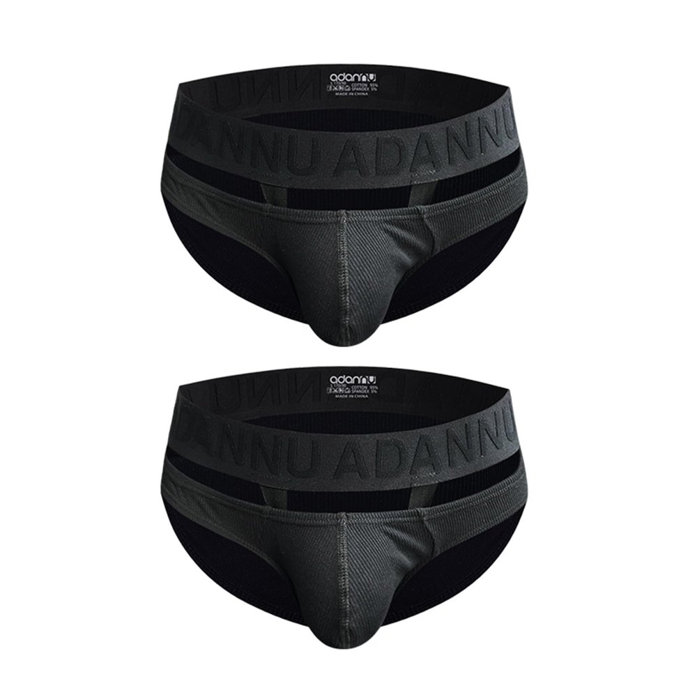 snooya Men's Underwear Briefs Breathable Low Waisted 100% Cotton Underwear XL,Two Black Multipacks