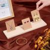 PH PandaHall 1 Pack Wooden Earring Holder, 3 Slot Earring Display Stand Wood Business Card Holder Ring Jewelry Organizer Tray for Tabletop Shows Earring Craft Showing Jewlry Display 11.8x3.05x0.41inch view 3