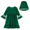 Abaya Dress for Baby Girls Prayer Dresses for Eid Ramadan Outfits Long Sleeve Robe Kaftan Dress Infant Girls Milk Silk Clothes Maxi Abayas Baby Girl Muslim Clothes Dark Green Pom-poms 0-6 Months view 3