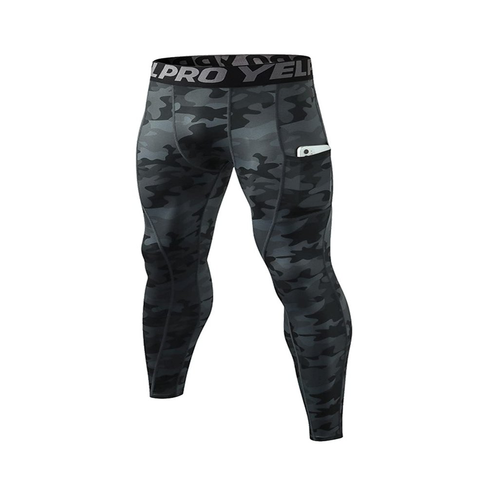 LEICHR Mens Compression Pants Running Tights Athletic Sports Baselayer Pockets Basketball Active Tights