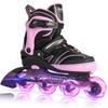 2PM SPORTS Kids Adjustable Inline Skates Ages 4-12, Youth Inlie Skates for Girls Boys 5-8 8-12 with Full Light Up Wheels, Beginner Women Men Adult Skates - Pink Small view 1