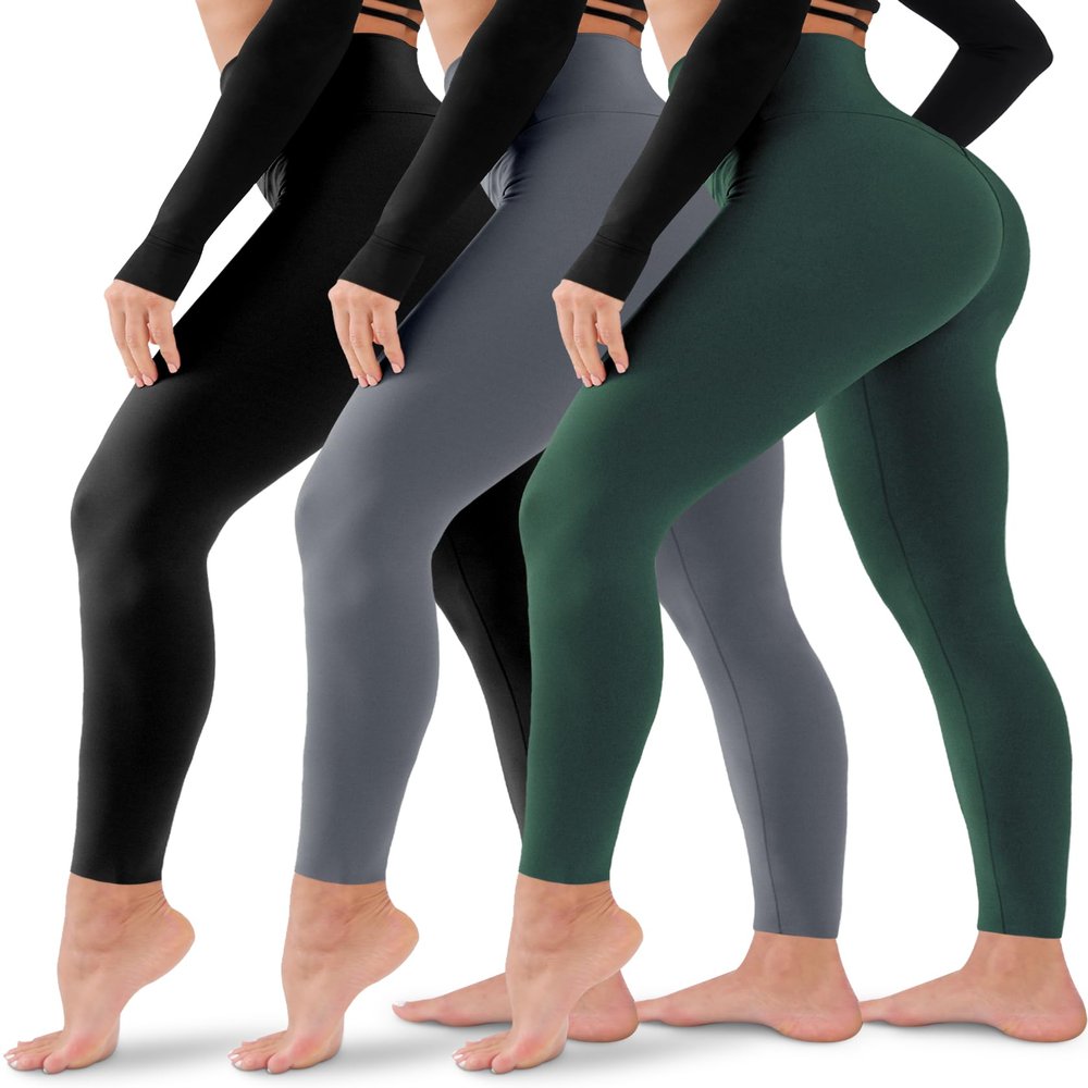 3 Pack Leggings for Women-No See-Through High Waisted Tummy Control Yoga Pants Workout Running Legging
