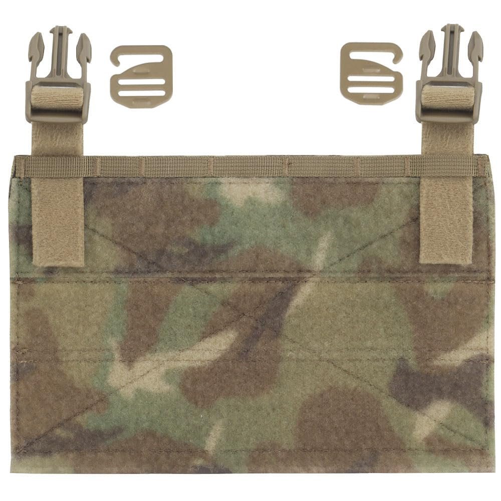 JFFCESTORE Loop Mounting Placard Platform Tactical Vest Expansion Panel with Hook Backing, G/Quick Release Buckle Attaches to any MOLLE and Loop Surface (CAMO)