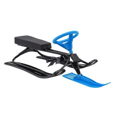 Eapmic Snow Racer Sled,Winter Sport Ski Sled Slider Board with Steering Wheel, Brakes,Durable Steel Frame, Downhill Steerable Sled for Weight Capacity of 220 LBS Kids Teenagers Adult (Blue)