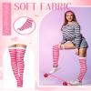 SATINIOR 2 Pairs St. Patrick's Day Shamrock Thigh High Socks Long Tube Striped Socks Cotton Cute Knee High Stockingsgifts (Black,Pink,White) view 2