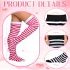 SATINIOR 2 Pairs St. Patrick's Day Shamrock Thigh High Socks Long Tube Striped Socks Cotton Cute Knee High Stockingsgifts (Black,Pink,White) view 4