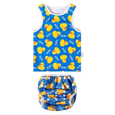 ALVABABY Baby Reusable Swim Diaper with Matching Top,0-3 Years Toddler Baby Boy Swimsuit,Infant Bathing Sleeveless Swimwear ZSWT11