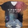 MOGUI Stronger Than The Storm Hoodie Women Stronger Than The Storm Long Sleeve Tee Shirt Fun Positive Letter Print Gift Tee Shirt Funny Tee, X-Large view 2