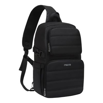 MOSISO Sling Backpack Travel Hiking Daypack for Men Women, Waterproof Crossbody Sling Bag with USB Charging Port & 2 Front Pockets One Shoulder Chest Bag for Outdoor Sports, Black