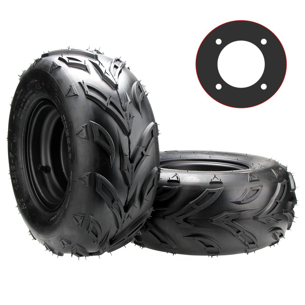 ELANER 16x8-7 ATV Wheels, 16x8-7 Tubeless Tires for Kazuma Quad ATV Go Kart UTV 150CC Off Road Tyres 4 Holes set of 2