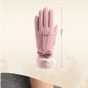 BKEKM Thermal Glove Cute Bow Cycling Gloves Velvet Waterproof Ski Gloves Touch Screen Cashmere Thicken for Women Winter Gloves view 2