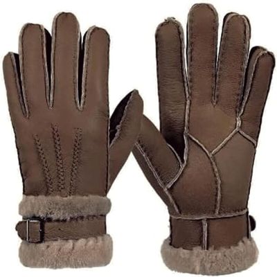BKEKM Cycling Gloves 1 Pair Mittens Gloves Wool Fleece Snow Winter Gloves Leather for Men Windproof Ski Gloves Thermal Glove