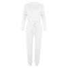 QWENTMTNTY Lounge Sets for Women Plus Size 2 Piece Tops Long Pants Jogging Outfits Jogger Set Workout Sweat Suit Womens Comfy Loungewear White 3XL view 3