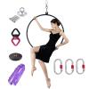 Black Single Point Aerial Lyra Hoop with All Accessories, 2.6ft/2.8ft/3ft/3.1ft/3.3ft Round Hanging Aerial Hoop Fitness Yoga Ring Kit for Men Women Dancers Beginners, Loads 661LBS ( Color : Silver , S view 1