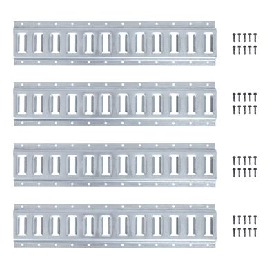 2 FT E Track Tie Down Rail 2' (4 Pack) for Truck Bed,Garages, Vans, Trailers, Motorcycle Tie Downs, ATV Mountings and Other Securing Accessories - E Track Bar Rails Galvanized Steel
