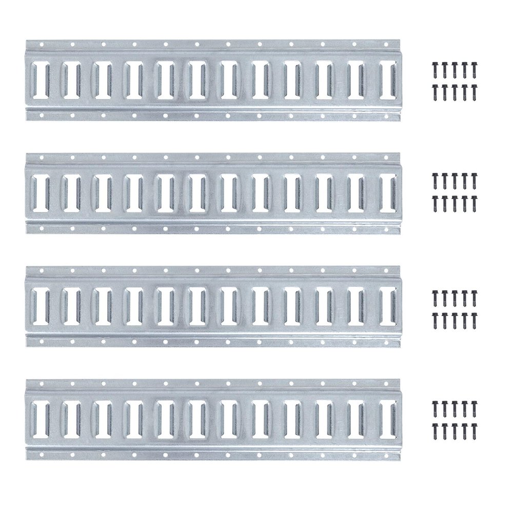 2 FT E Track Tie Down Rail 2' (4 Pack) for Truck Bed,Garages, Vans, Trailers, Motorcycle Tie Downs, ATV Mountings and Other Securing Accessories - E Track Bar Rails Galvanized Steel
