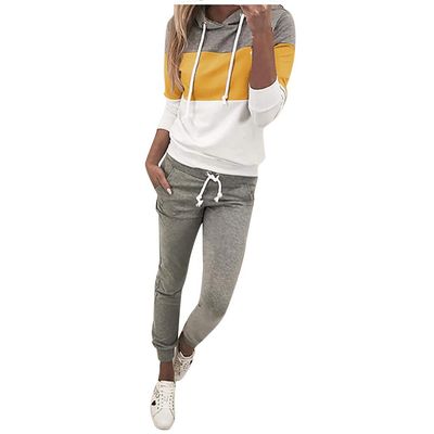 QWENTMTNTY Lounge Sets for Women Plus Size 2 Piece Tops Long Pants Jogging Outfits Jogger Set Workout Sweat Suit Womens Comfy Loungewear Yellow Small