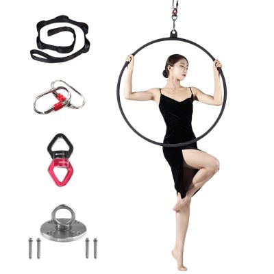 Aerial Lyra Hoop Rigging Set, 2.6ft/2.8ft/3ft/3.1ft/3.3ft Lyra Hoop for Adults Beginners Dancers Men Women, Single Point Yoga Ring Tube Dia 25mm, Loads 660LBS ( Color : Black , Size : Diameter 95cm(37