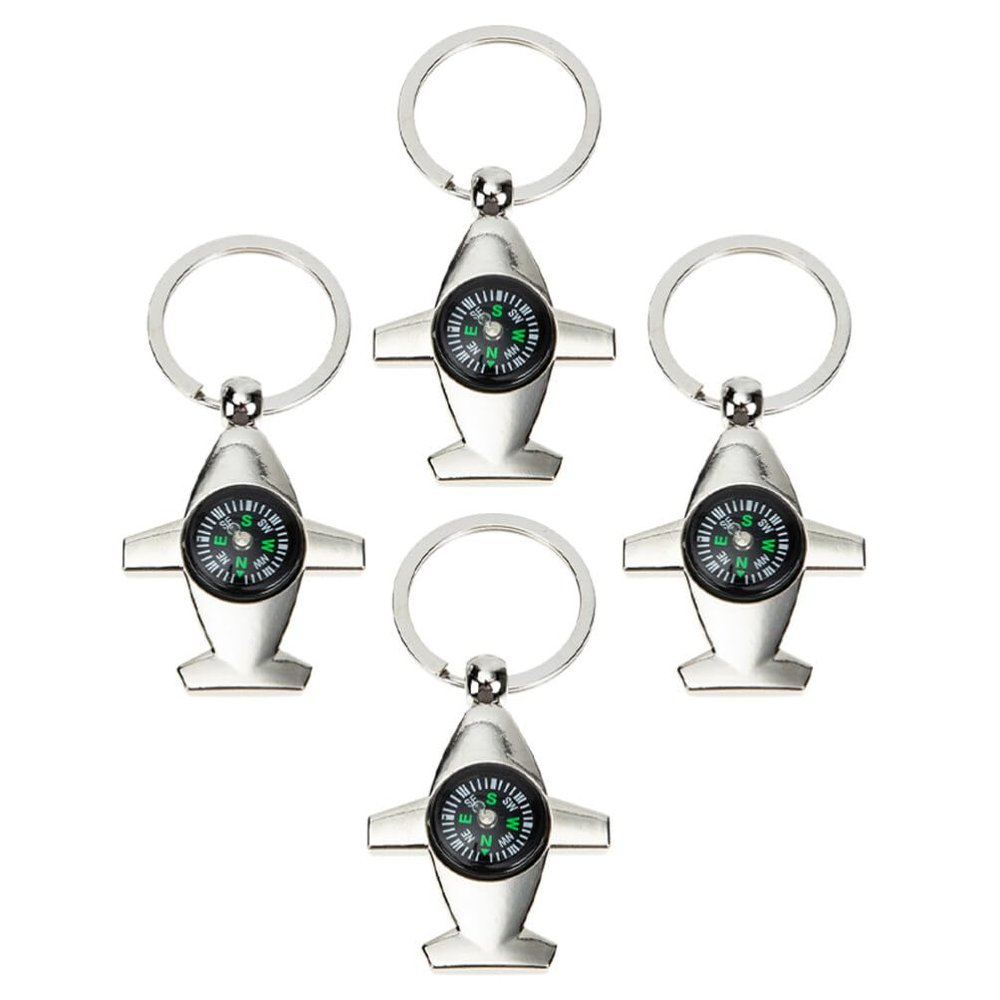 BESPORTBLE 4pcs Compass Keychain, Pocket Compass Key Ring Portable Mini Compass Metal Carabiner Compass for Outdoor Travling Mountaineering Hiking