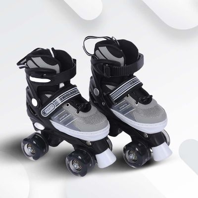 Endless EL1029 Adjustable Roller Skate | Color: Black | Size: Small-29EUR (US11C-US1) | for Kids 3 to 6 Years | Strong Chassis and 70 mm PU 4 Flashing Wheels | ABEC 7 Bearings | Indoor-Outdoor