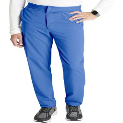 Cherokee Men's Scrub Pants with 5 Pockets, Zip Fly, and Elastic Waistband for All-Day Comfort Plus Size - CK131A, 4XL, Royal