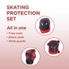 ENDLESS EL1028 Protective Guard Kit for Skating, Cycling and Skateboarding with Knee, Elbow and Wrist Protector | Material: ABS, Nylon | with Adjustable Straps to Fit Perfectly for Adults | Red view 2