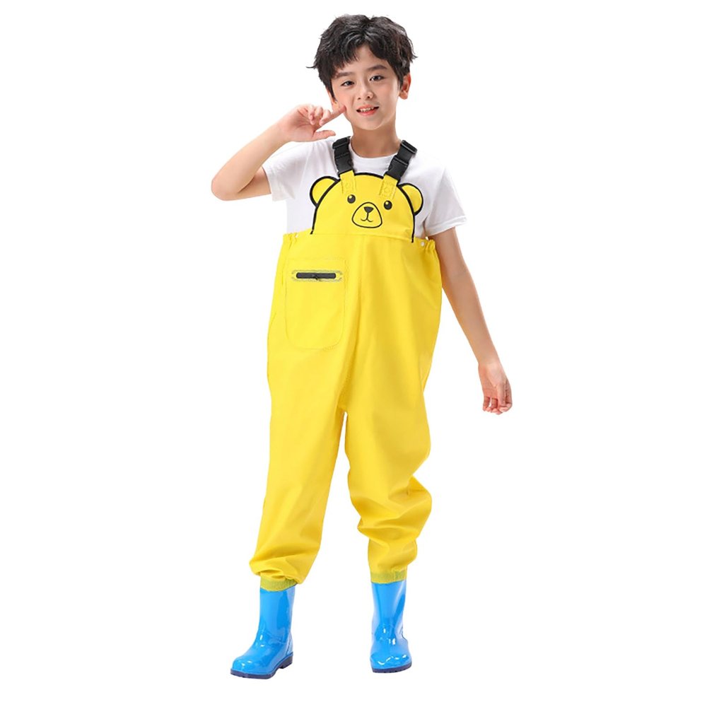 Kids Chest Waders Youth Fishing Waders For Toddler Children Water Proof Hunt & Fishing Waders With (Yellow, 13-14 Years)