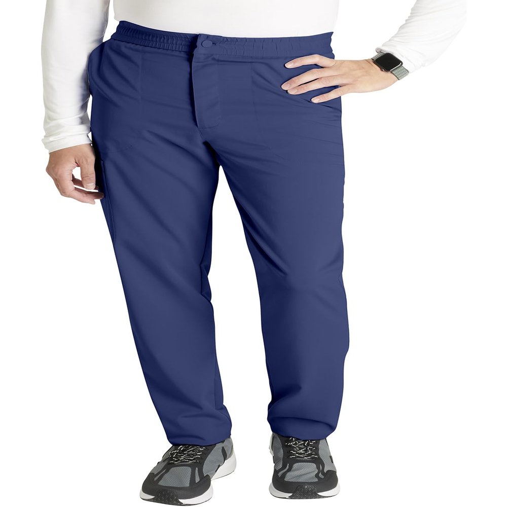 Cherokee Men's Scrub Pants with 5 Pockets, Zip Fly, and Elastic Waistband for All-Day Comfort Plus Size - CK131A, 4XL, Navy