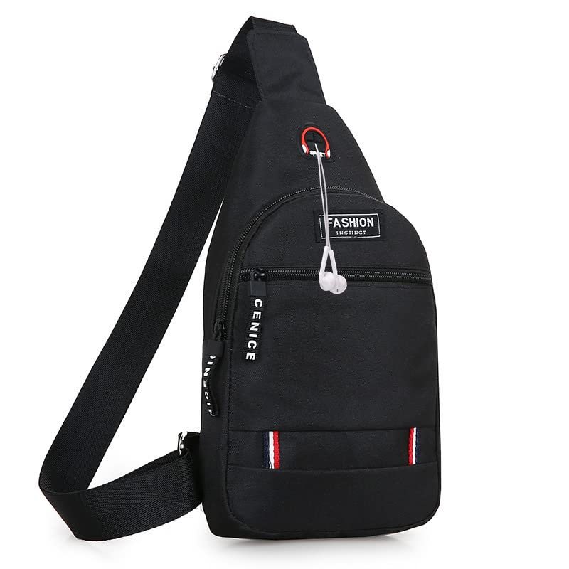 Men's Waist Pack Crossbody Bag Sports Casual Adjustable Strap Chest Bag Travel Phone Holder Shoulder Belt Bag Fanny Pack (black)