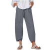 IEPOFG Husband Linen Pants for Women 2024 Lightweight Elastic High Waist Capri Wide Leg Cropped Pants Daily Wear to Work Cotton Pants Gray view 1