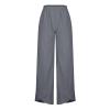 IEPOFG Husband Linen Pants for Women 2024 Lightweight Elastic High Waist Capri Wide Leg Cropped Pants Daily Wear to Work Cotton Pants Gray view 3