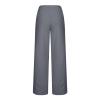 IEPOFG Husband Linen Pants for Women 2024 Lightweight Elastic High Waist Capri Wide Leg Cropped Pants Daily Wear to Work Cotton Pants Gray view 4