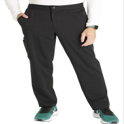 Cherokee Men's Scrub Pants with 5 Pockets, Zip Fly, and Elastic Waistband for All-Day Comfort Plus Size - CK131A, 5XL, Black