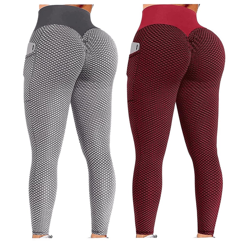 2PCS Leggings for Women High Waist Tummy Control Butt Lifting Workout Leggings for Women Scrunch Butt Gym Fitness Seamless Booty Tight Tummy Control Sport Active Yoga Pants