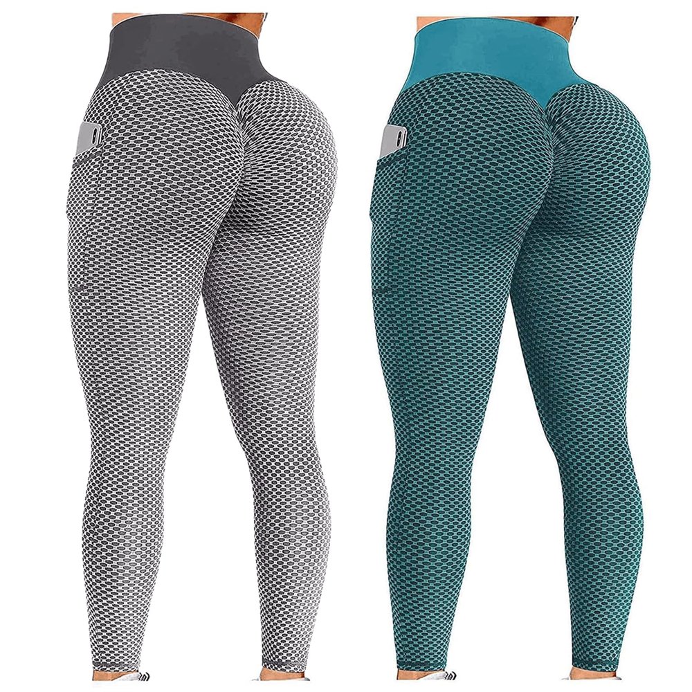 2PCS Workout Leggings for Women High Waist Plus Size Women Seamless Yoga Athletic Pants Workout High Waist Running Tummy Control Sports Scrunch Butt Lifting Booty Leggings